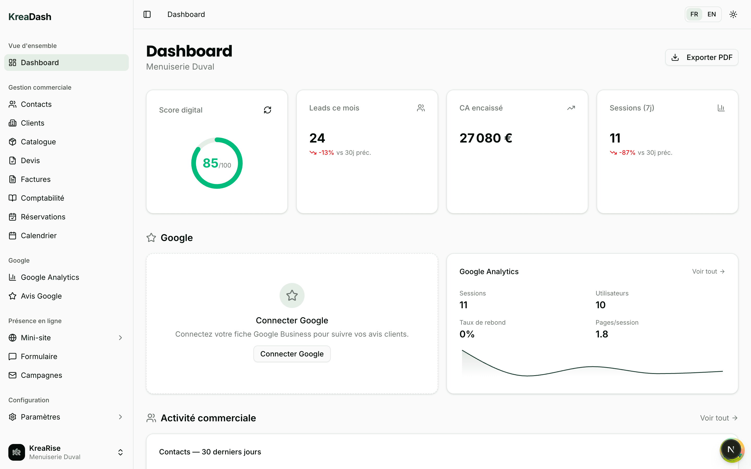 KreaDash Dashboard