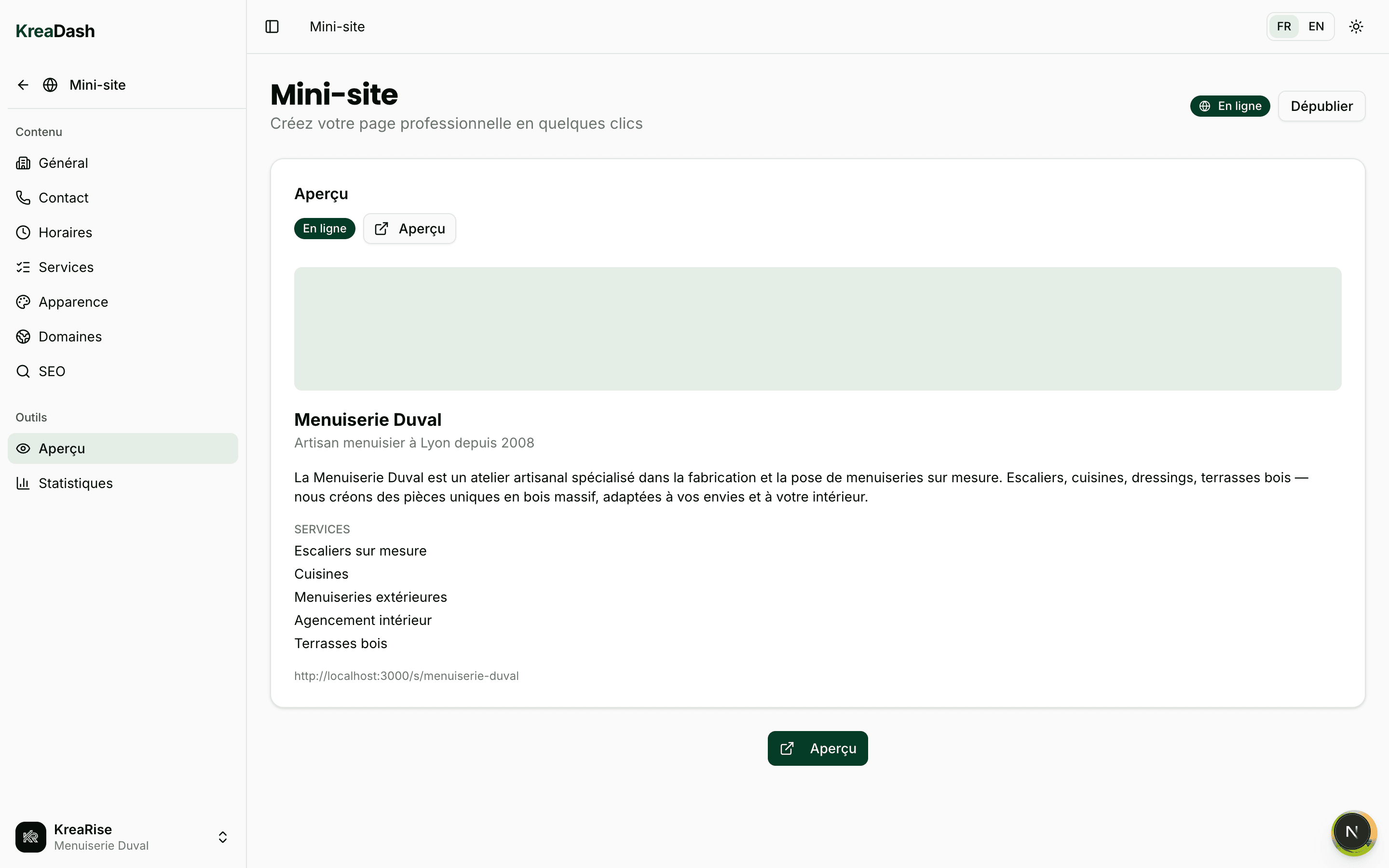 Votre vitrine en ligne, prête en 10 min